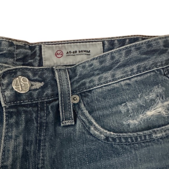 AG Adriano Goldschmied The Phoebe High Rise Distressed Denim Shorts Blue 26R - Picture 2 of 6